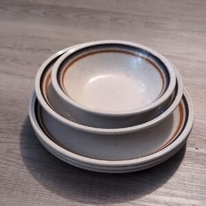 Stacked Cream and Brown Bowls